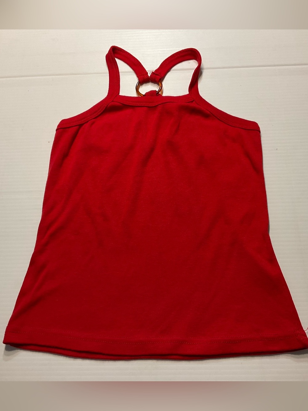 Red Tank Top Tortoiseshell Ring Detail Racerback Women Sz S By Design Y2K Cute!